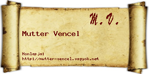 Mutter Vencel névjegykártya